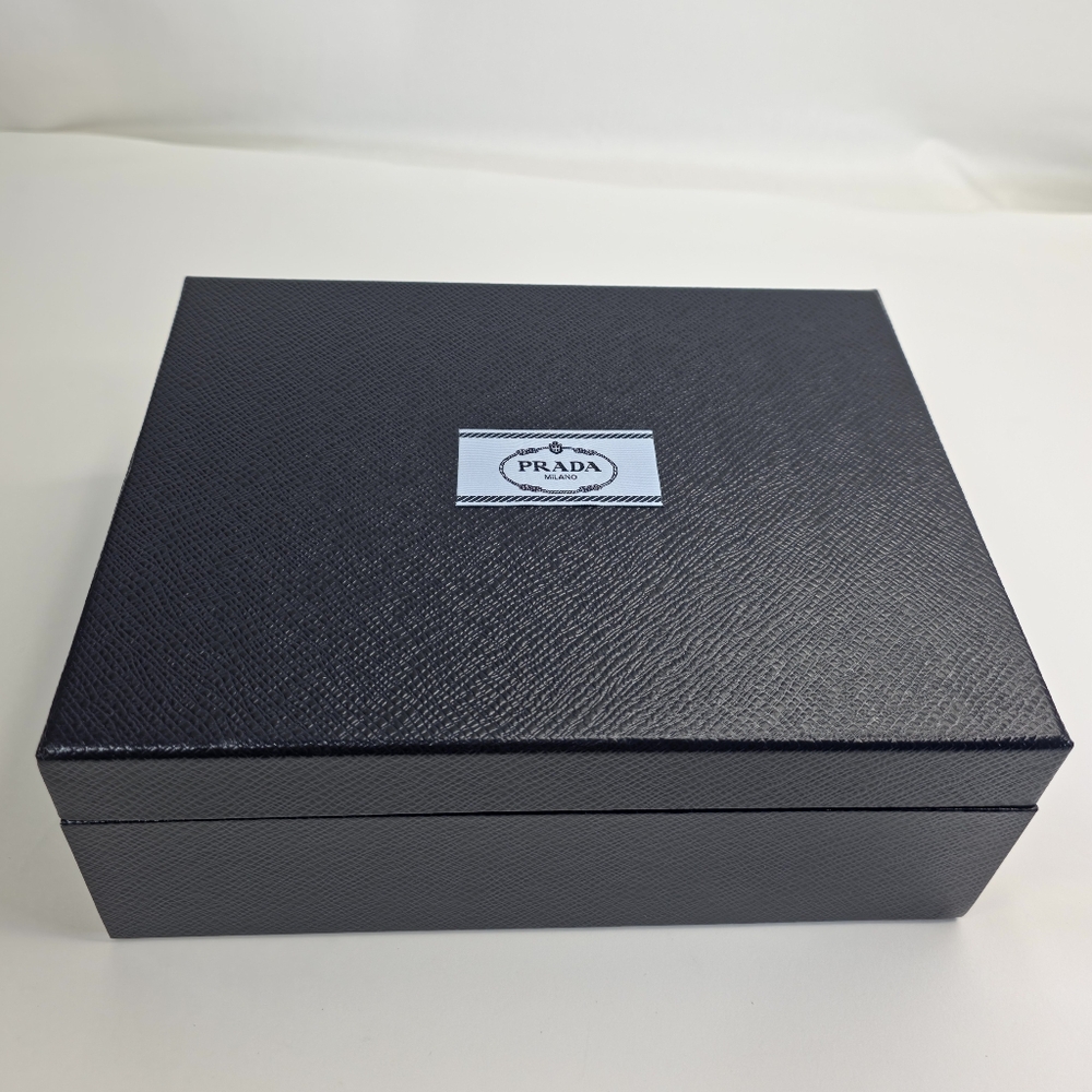 PRADA Authentic Black Saffiano Rigid Empty Fragrance Gift Box & Tray 6.5x8.75